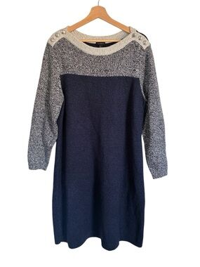 Talbots Colorblock Sweater Dress XL Nautical Buttons Sailor Coastal Preppy